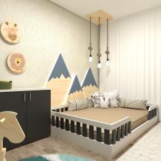 Imagem de Kit com Cama Casal Infantil e Armário Baixo Montessoriano Yescasa Branco/Preto
