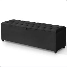 Imagem de Recamier Calçadeira Com Baú Estofado  Mannu Preto 80 Cm - Jbs Tapeçari