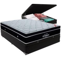 Imagem de Cama Box Baú Preto E Colchão Elegant Molas Ensacadas Casal Ortobom