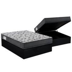 Imagem de Cama Box Baú Casal: Colchão Espuma D33 Ortobom / Ep Iso 100 Ultra FirmeBase Suede Black(138x188)