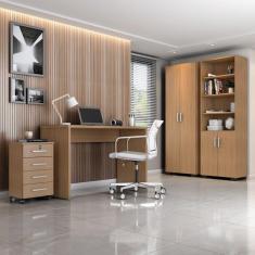 Imagem de Conjunto Home Office 4 Peças com Escrivaninha Gávea, Gaveteiro e 2 Armários Espresso Móveis Freijó