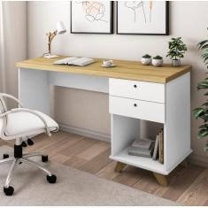 Imagem de Escrivaninha Com 2 Gavetas e 1 Nicho Artany Sky Cor Olmo com Branco