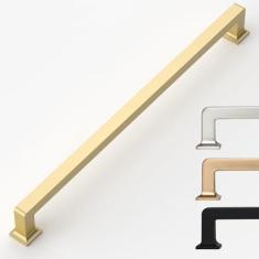 Imagem de 9BUILD Pacote com 6 puxadores de armário de 30 cm puxadores dourados puxadores de armário de cozinha longos puxadores de armário dourados puxadores de cozinha puxadores de cozinha para armários