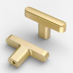 Imagem de Asidrama Pacote com 10 maçanetas de armário de cozinha douradas escovadas puxadores de gaveta puxadores de zinco para gavetas de cômoda