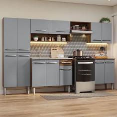 Imagem de Armário de Cozinha Completa 293cm com Pia Rustic/cinza Emilly Madesa 08