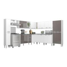 Imagem de Cozinha Completa Multimóveis Xangai Pop Fg3285 com Armário e Balcão Branca/lacca Fumê