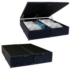 Imagem de Cama Box Baú Queen Bipartido Blindado Starflex Suede Preto 158X198x42