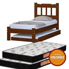 Imagem de Cama Solteiro + Cama Auxiliar + 2 Colchões Cor Castanho