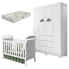 Imagem de Berço Americano Danny E Guarda Roupa Infantil Ane Branco Brilho Com Co