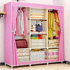 Imagem de Guarda-roupa portátil Mobília de quarto Guarda-roupa de tecido Guarda-roupa portátil Organizador de armazenamento de armário com compartimentos e hastes (C 46,5" × P 17,7" × A 65")