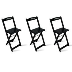 Imagem de Kit 3 Banquetas Bistrô De Madeira Dobravel Jack Daniel's Preta Cor: Preto