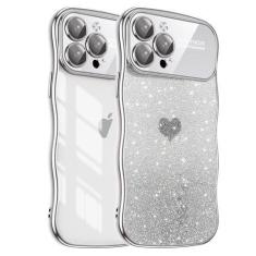 Imagem de Alxjejo Capa para iPhone 15 Pro com glitter gradiente com capa transparente para celular com coração brilhante para iPhone 15 Pro, luxuosa, macia, TPU 6,1 polegadas, 15Pro, capa brilhante para