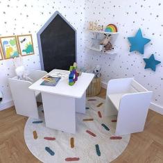Imagem de Conjunto Infantil com 1 Mesa e 2 Banquetas Branco