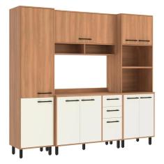 Imagem de Armário de Cozinha Compacta Modulada 4 Peças Havana Multimóveis CR20329 Rovere/Champanhe