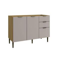 Imagem de Balcão de Cozinha 3 Portas e 2 Gavetas sem Tampo Ibiza Louro Freijó / Cinza