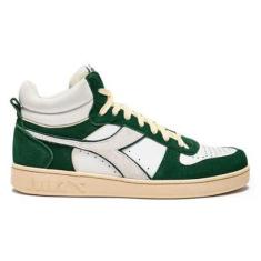 Imagem de Tênis Casual Diadora Magic Basket Demi Cut Suede Leather Verde Unissex WHITE/FOGLIAGE GREEN 39 Diado-Unissex