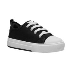 Imagem de Tênis Preto e Branco Kids Fechamento Cadarço Flatform | Ortopé-Unissex