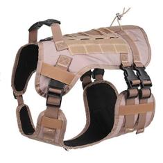 Imagem de DoggieKit Arnês tático para cães médios e grandes sem puxar, peitoral para cães militares com alça, colete para cães de serviço com painéis Molle e laço, arnês ajustável para treinamento de caça e caminhada