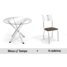 Imagem de Conjunto Mesa Kappesberg Volga + 4 Cadeiras Coma/Marrom