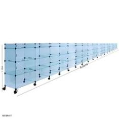 Imagem de Balcão de Atendimento Modulado em Vidro com Rodízios + Porta Bijuterias -8,50 x 1,10 x 0,40