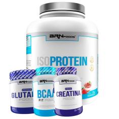 Imagem de Kit Whey Protein Iso Protein Foods 2kg + Creatina 100g + BCAA 120 caps + Glutamin 250g BRN FOODS-Unissex