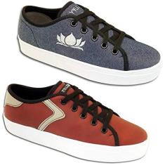 Imagem de Kit 2 Pares Tenis Casual Feminino Trilupy Azul e Vermelho