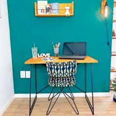 Imagem de Mesa Para Escritório De Ferro E Madeira Industrial Carvalho E Preto