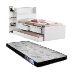 Imagem de Cama Solteiro Com Gaveta E Cama Auxiliar Com 1 Colchão - Frausto