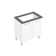 Imagem de Balcão de Cozinha p/ Cooktop c/ Tampo Gourmet 7174 2 Portas 80cm Branco - Bertolini