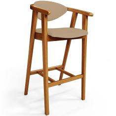 Imagem de Banqueta Alta Para Cozinha Bancada Bar Sala de Jantar Fixa Cecília L02 Linho Bege Escuro - Lyam