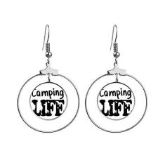 Imagem de Acampamento Life Citação Art Deco, Brincos Fashion Pendentes Argola Joias Círculo Drop