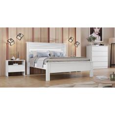 Imagem de Cama Casal com Painel Ripado - Verona-Branco - Móveis Novo Horizonte