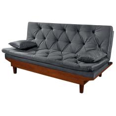 Imagem de Sofa Cama Caribe 3 Lugares Reclinavel Base Em Madeira Revestido Suede