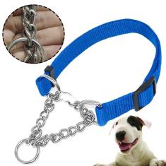 Imagem de Coleira Cachorro Guia Corrente Ajustavel 2.0 cm Elo Torcido Pet Animais Treinamento