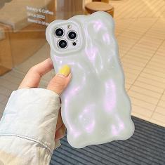 Imagem de XIZYO Capa para iPhone 14 Pro Max de 6,7 polegadas linda estampa de onda estética capa de telefone 3D encaracolado forma ondulada chapeamento glitter bling para mulheres meninas capa de silicone macio