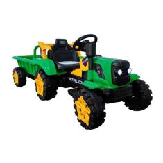 Imagem de Trator Com Caçamba Carro Elétrico 12V Bang Toys Truck Verde