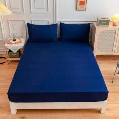 Imagem de Lençol de Cama Soft Toque 100% Acetinado Clean - DECORALAR, Casal, Azu