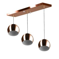 Imagem de Lustre Pendente Bola Triplo Base Retangular Cobre