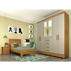 Imagem de Guarda Roupa Casal 6 Portas 4 Gavetas Arizona Cinamomo/off White