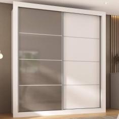Imagem de Guarda-roupas Casal 2 Portas De Correr 4 Gavetas Alasca Multimóveis Mp4263 Branco/lacca Fumê Branco/lacca Fumê