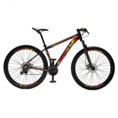 Imagem de Bicicleta Aro 29 Krw Alumínio Shimano 21 Vel Freio A Disco Suspensão S6 17 Preto-Amarelo E Vermelho
