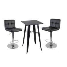 Imagem de Kit Mesa Tolix Bistrô Bar Com 2 Banquetas Gomos Estofadas Pretas