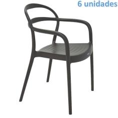 Imagem de Kit 6 Cadeiras Plastica Monobloco Com Bracos Sissi Marron Tramontina