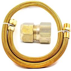 Imagem de Mangueira Latão 1,00Mt + Adaptador Instalação Gás Glp E Gn