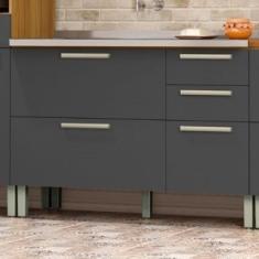 Imagem de Balcão De Cozinha Burguesa Mdf Com 2 Portas Marrom Freijó Cinza