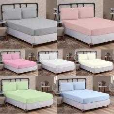 Imagem de Lençol Cama De Queen Size 03 Peças Com Elástico Percal 200 Fios 100% A
