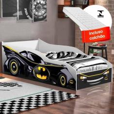 Imagem de Cama Carro Batman Infantil Preto Com Colchão Infantil Gabrielli Móveis