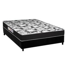 Imagem de Cama Box Casal: Colchão Espuma D45 Luckspuma Gran Luck Pro + Base Crc Suede Black(138X188)