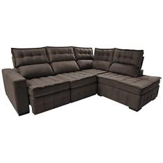 Imagem de Sofá de Canto Direito 2,65x2,30m Retrátil e Reclinável com Molas Ensacadas Cama inBox Nobre Café