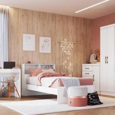 Imagem de Cama Infantil Solteiro Com 3 Nichos Nobre Móveis Castro Branco